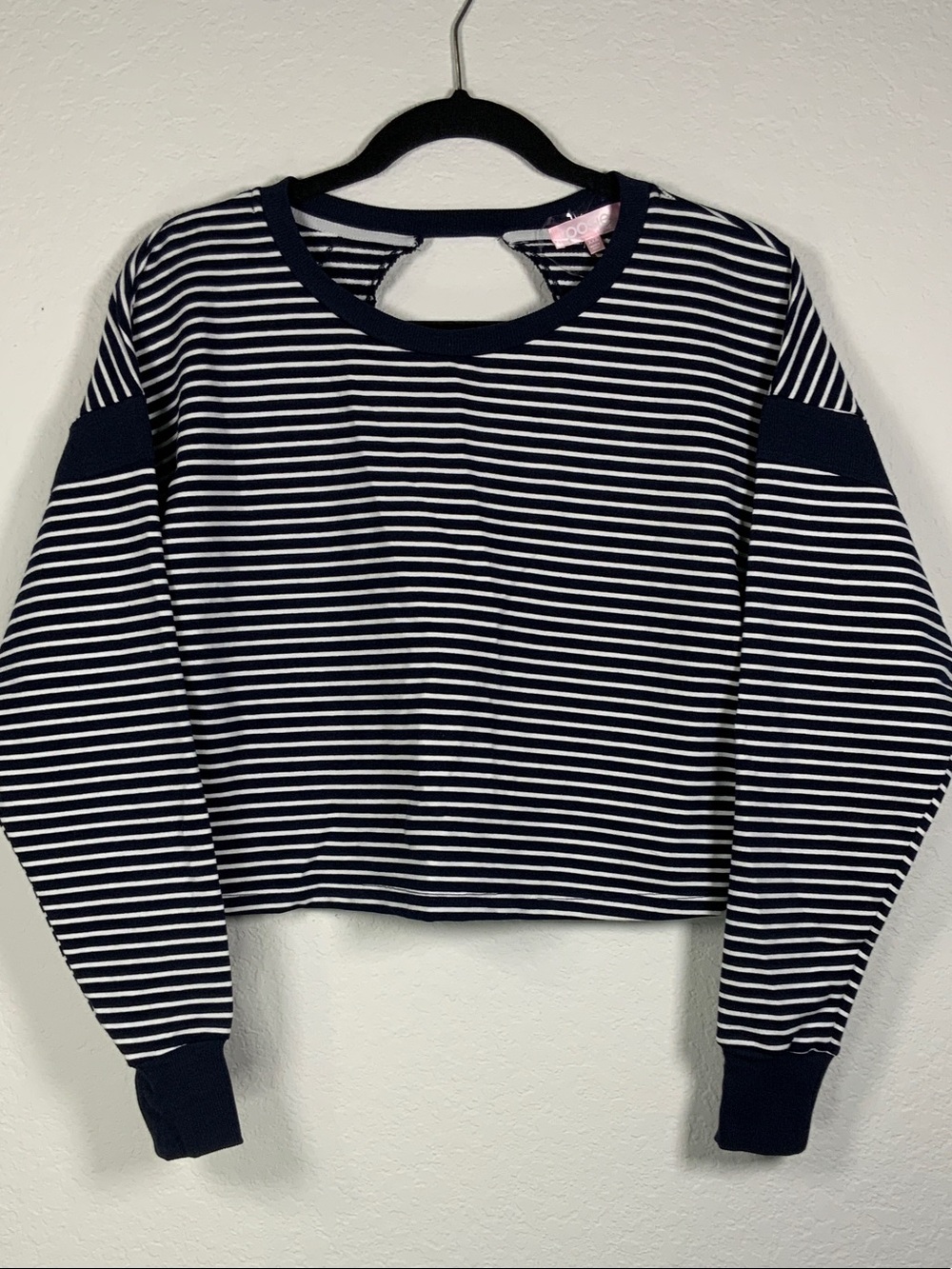 🆕 Posie Active Oversized Striped Navy and White Crewneck Pullover Sweater